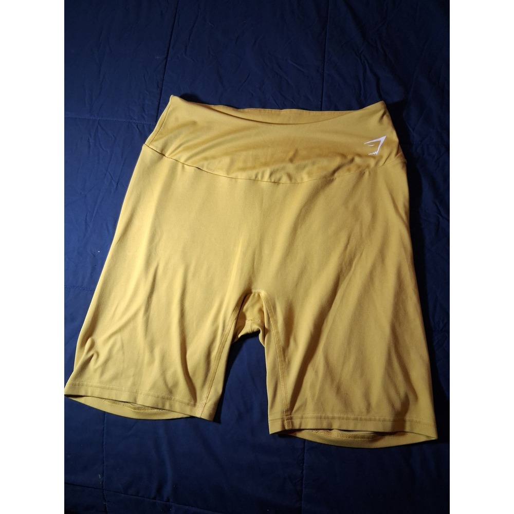 Gymshark Womens High Waisted Biker Shorts Mustard Yellow Athletic Yoga Size L